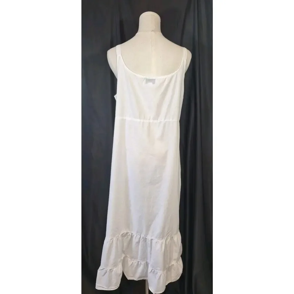 The 1 For U Ruby White Cotton Sleeveless Nightgown Medium